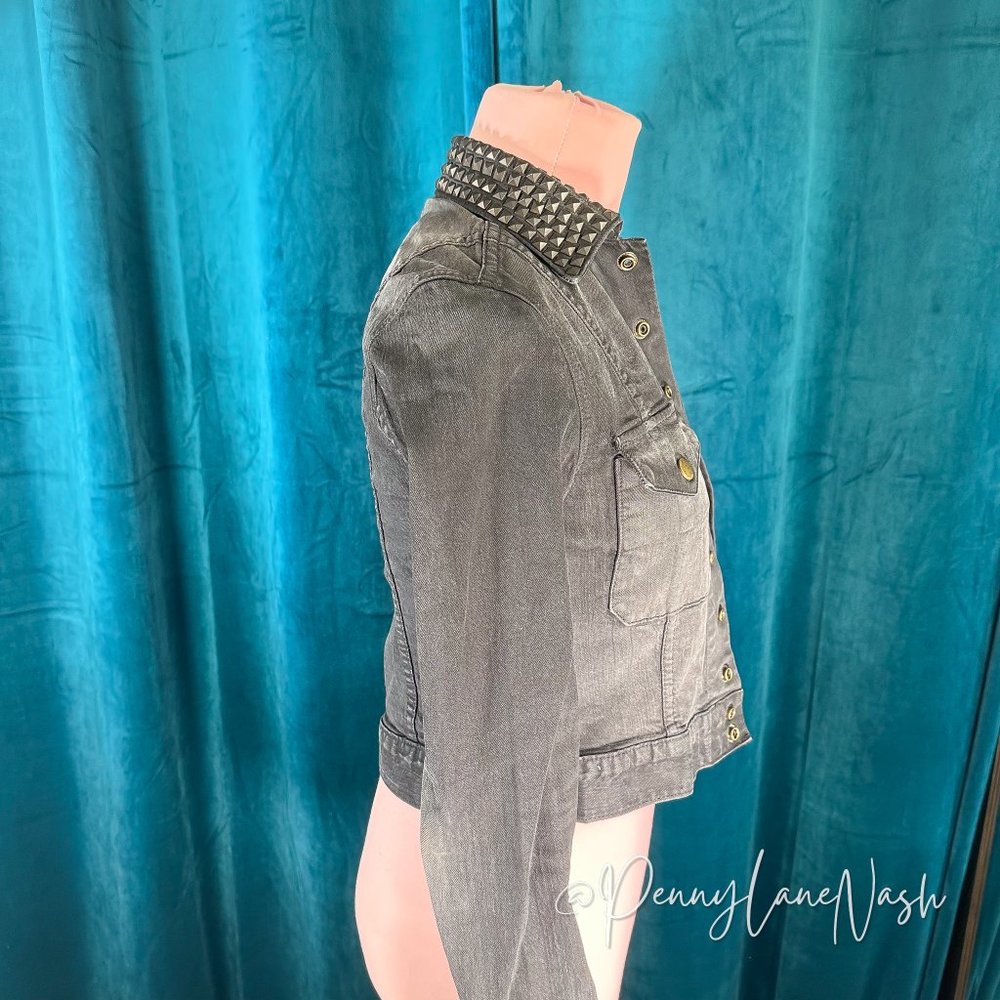Current/Elliott The Snap Denim Jacket with Studs Midnight - Picture 8 of 12